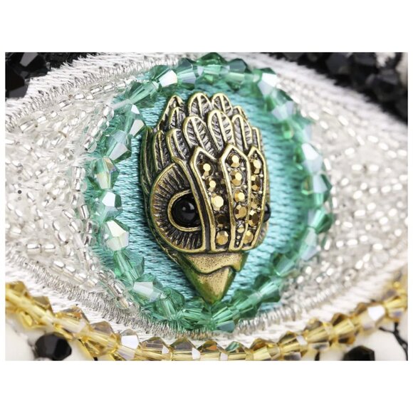 Kurt Geiger Mini Kensington Eye Quilted Leather Crossbody Bag Bone NWT $225 - Picture 6 of 10